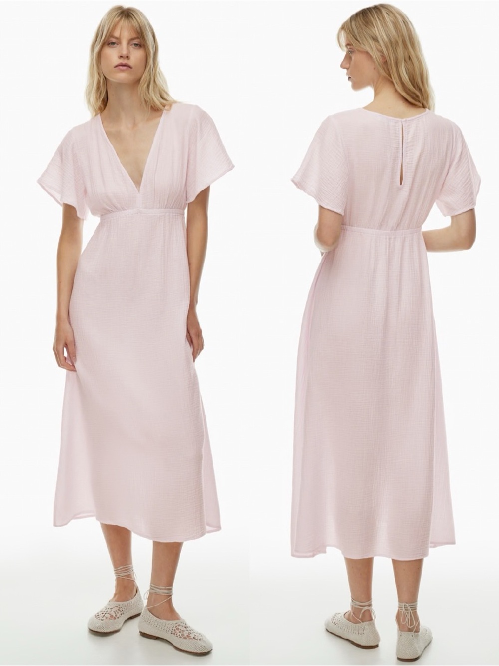 Aritzia Little Moon Valletta Maxi Dress organic cotton V-neck Frosted Lilac S